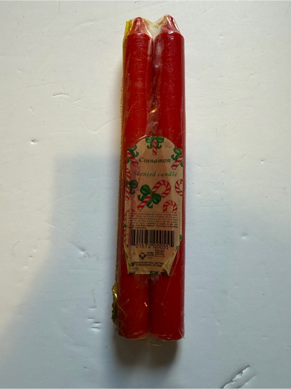 Cinnamon Scented Red Taper Candles - Pack of 2 Christmas Decor